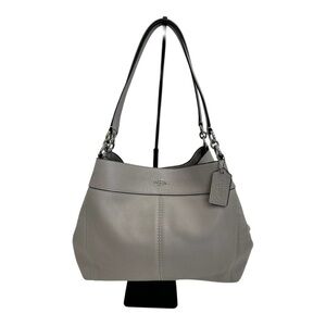 COACH Lexy Grey Birch Pebble Leather Shoulder Bag Large Silver Hardware NWT $398